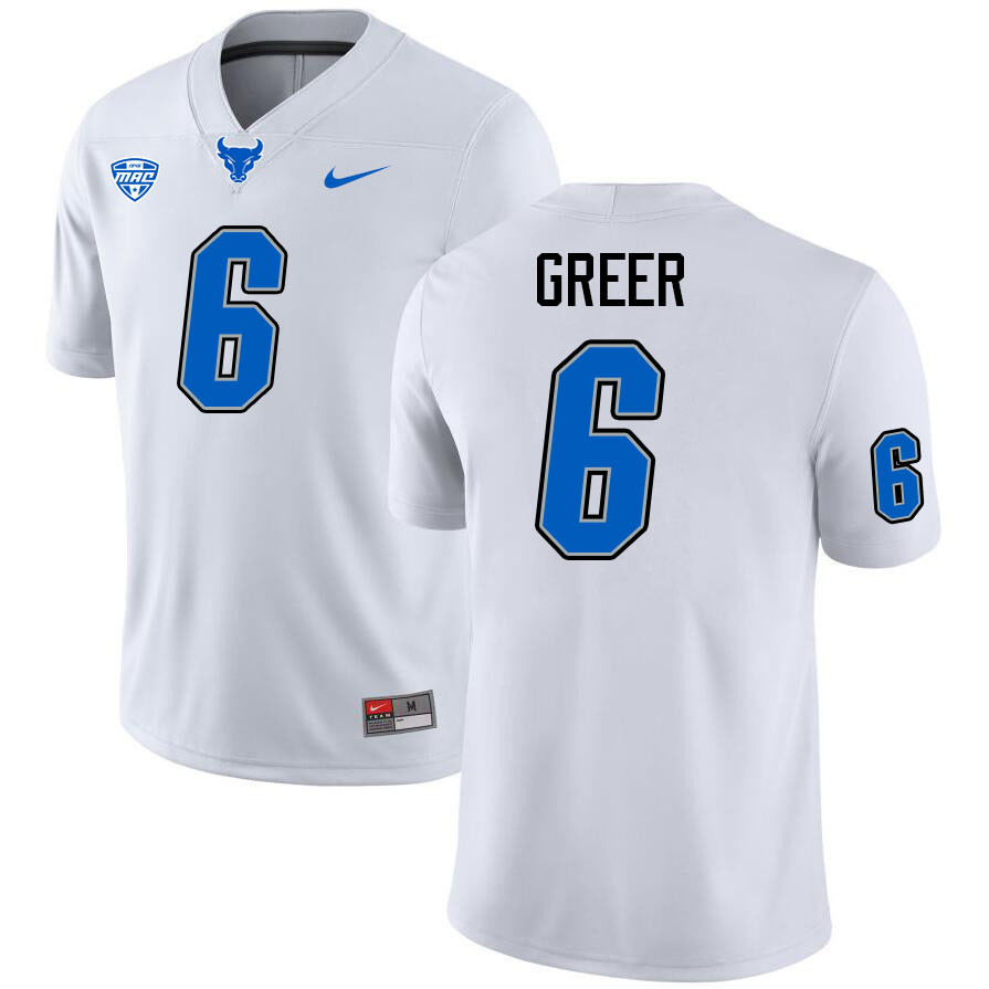 Miles Greer UB Bulls Jersey,University Of Buffalo Bulls #6 Miles Greer Jersey Youth-White
